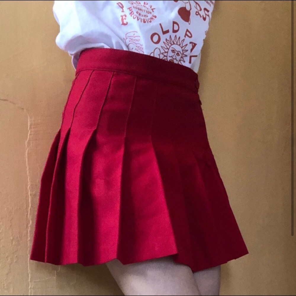 Red American Apparel school skirt
